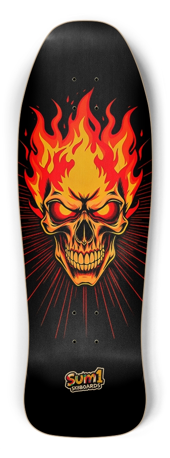 sum1sk8boards flaming skull old school shredder shape skateboard Shredder Shape