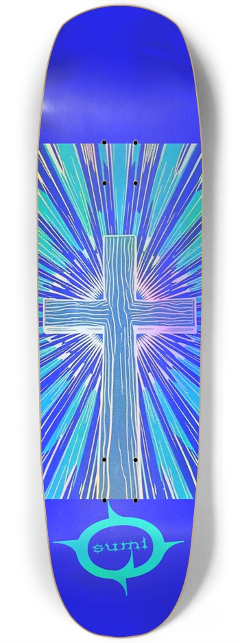 sum1sk8boards holographic cross square nose skateboard