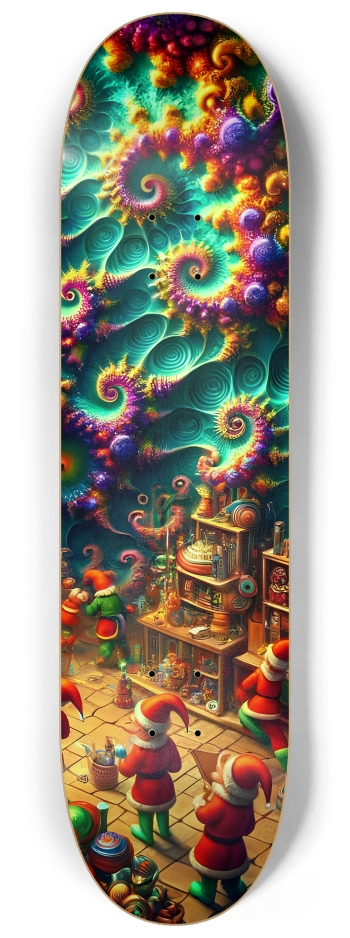 Psychedelic Fractal xmas Theme 8k 0014 #3 8-1/4 Skateboard Deck