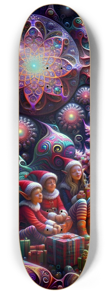Psychedelic Fractal xmas Theme 8k 0012 #1 8-1/4 Skateboard Deck
