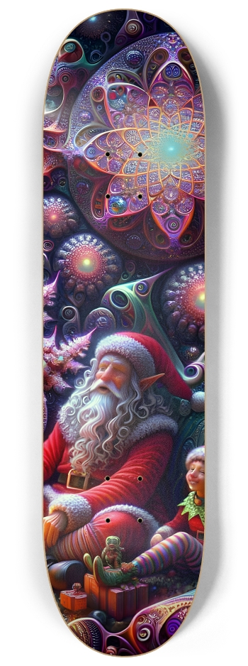 Psychedelic Fractal xmas Theme 8k 0012 #3 8-1/4 Skateboard Deck