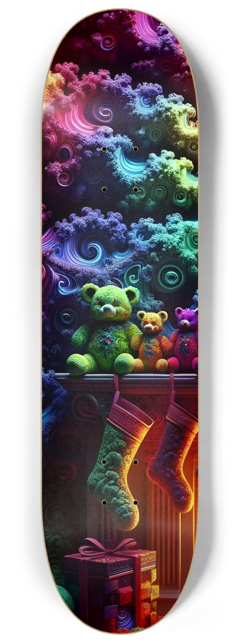 Psychedelic Fractal xmas Theme 8k 0022 #1 8-1/4 Skateboard Deck
