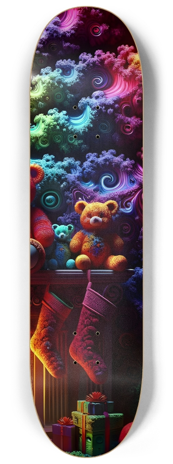 Psychedelic Fractal xmas Theme 8k 0022 #3 8-1/4 Skateboard Deck