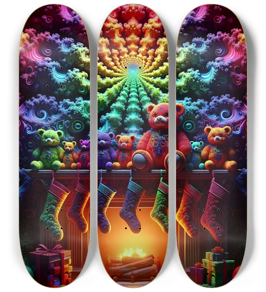Psychedelic Fractal xmas Theme 8k 0022 3 Deck Wall Series