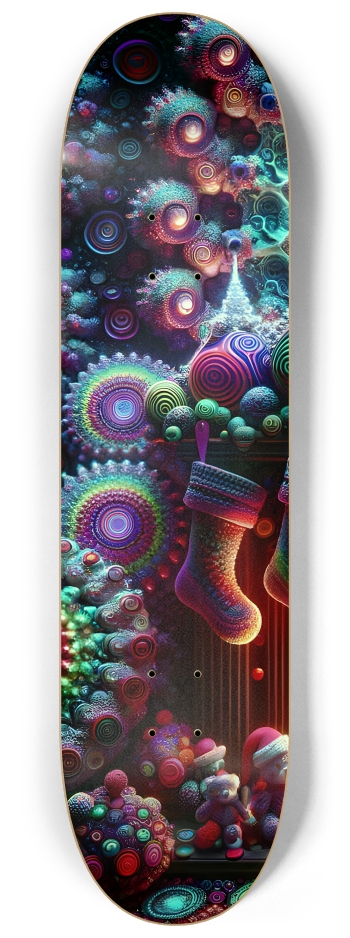 Psychedelic Fractal xmas Theme 8k 0020 #1 8-1/4 Skateboard Deck