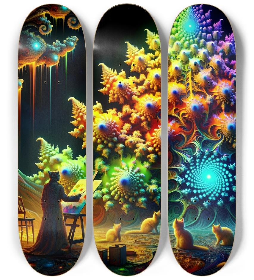 Psychedelic Fractal xmas Theme 8k 0001 3 Deck Wall Series