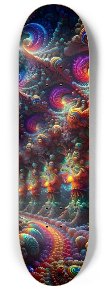 Psychedelic Fractal xmas Theme 8k 0004 #3 8-1/4 Skateboard Deck