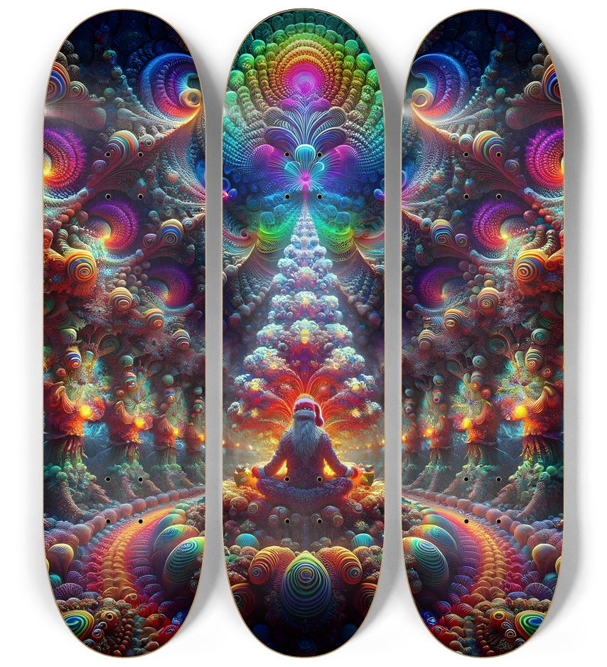 Psychedelic Fractal xmas Theme 8k 0004 3 Deck Wall Series