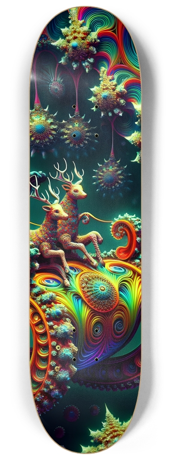 Psychedelic Fractal xmas Theme 8k 0007 #3 8-1/4 Skateboard Deck
