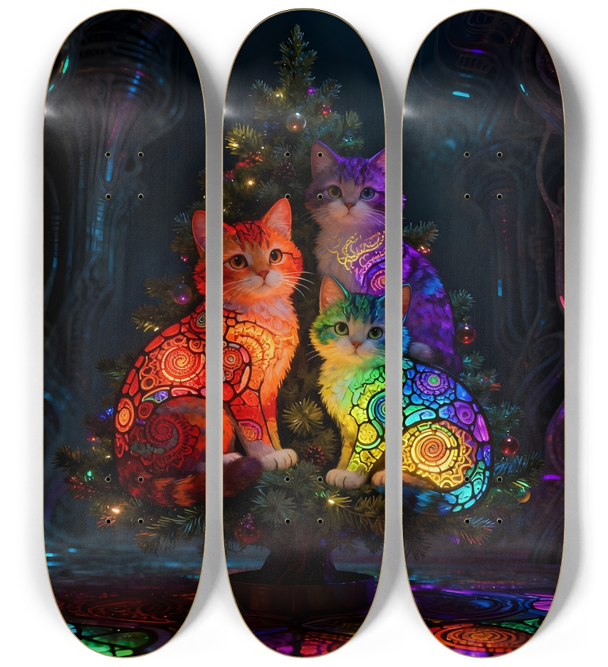 Psychedelic Fractal xmas Theme 8k 0021 3 Deck Wall Series
