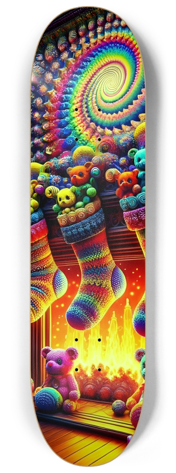 Psychedelic Fractal xmas Theme 8k 0013 #2 8-1/4 Skateboard Deck