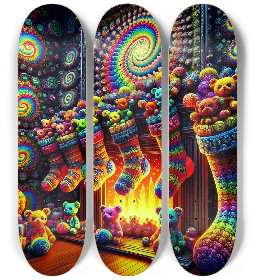 Psychedelic Fractal xmas Theme 8k 0013 3 Deck Wall Series