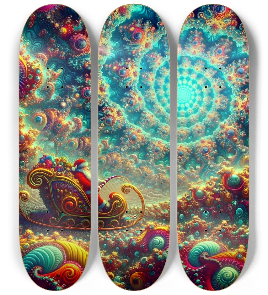 Psychedelic Fractal xmas Theme 8k 0026 3 Deck Wall Series