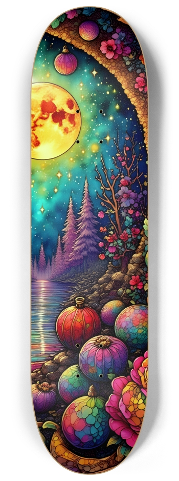 Psychedelic Fractal xmas Theme 8k 0025 #3 8-1/4 Skateboard Deck