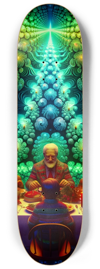 Psychedelic Fractal xmas Theme 8k 0024 #2 8-1/4 Skateboard Deck