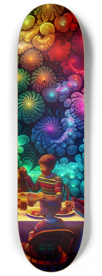Psychedelic Fractal xmas Theme 8k 0024 #3 8-1/4 Skateboard Deck