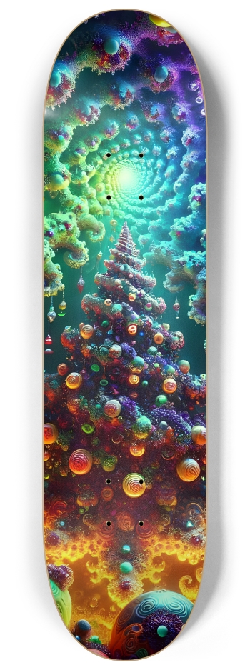 Psychedelic Fractal xmas Theme 8k 0019 #2 8-1/4 Skateboard Deck