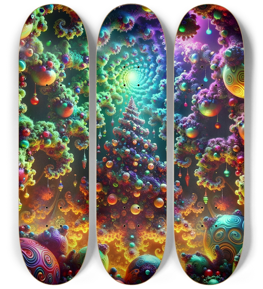Psychedelic Fractal xmas Theme 8k 0019 3 Deck Wall Series