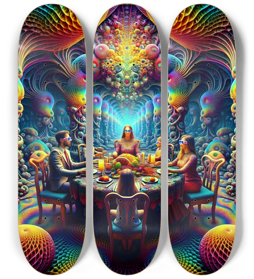 Psychedelic Fractal xmas Theme 8k 0018 3 Deck Wall Series