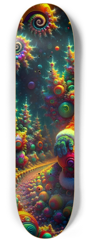 Psychedelic Fractal xmas Theme 8k 0023 #1 8-1/4 Skateboard Deck