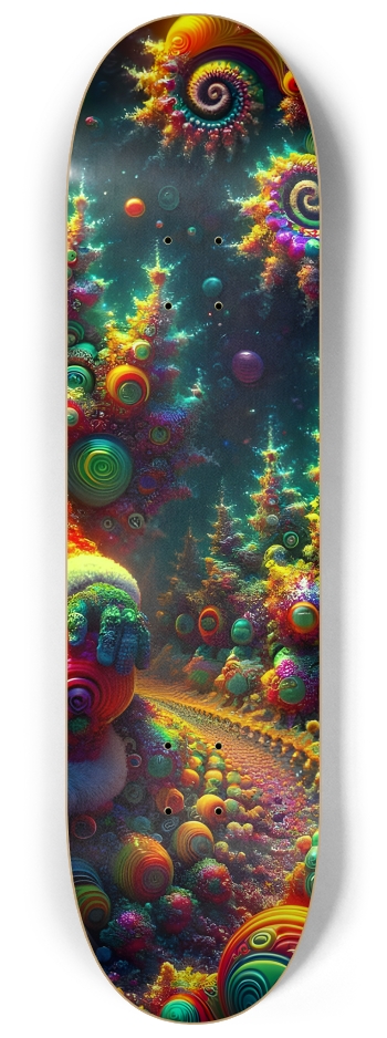 Psychedelic Fractal xmas Theme 8k 0023 #3 8-1/4 Skateboard Deck