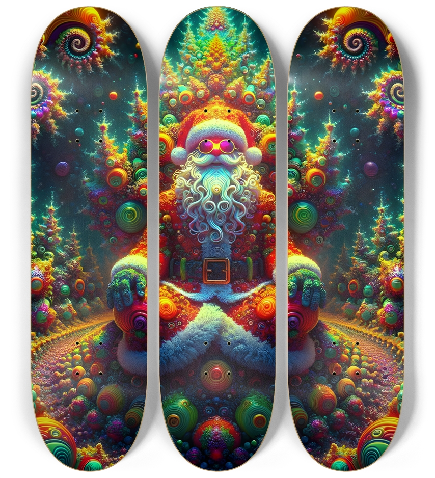 Psychedelic Fractal xmas Theme 8k 0023 3 Deck Wall Series