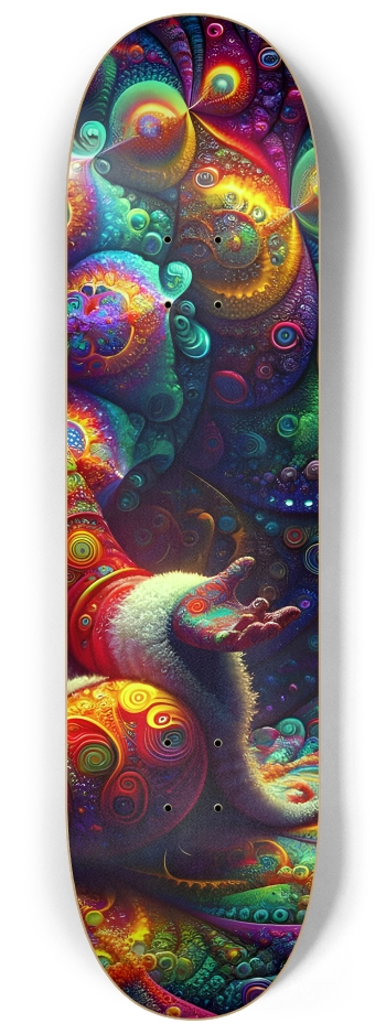 Psychedelic Fractal xmas Theme 8k 0002 #3 8-1/4 Skateboard Deck