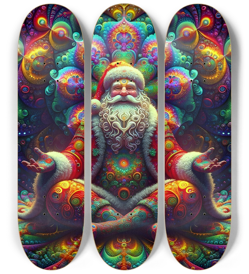 Psychedelic Fractal xmas Theme 8k 0002 3 Deck Wall Series