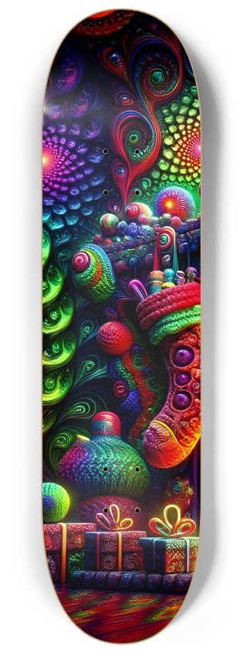 Psychedelic Fractal xmas Theme 8k 0017 #1 8-1/4 Skateboard Deck
