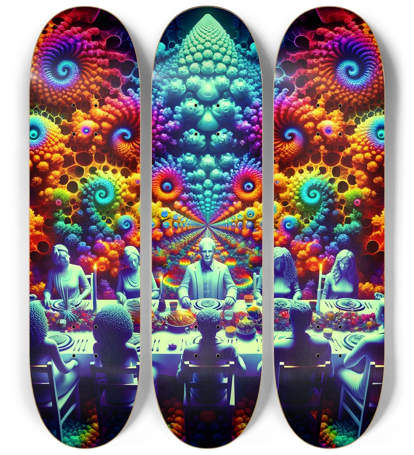 Psychedelic Fractal xmas Theme 8k 0005 3 Deck Wall Series