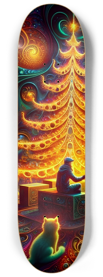 Psychedelic Fractal xmas Theme 8k 0011 #1 8-1/4 Skateboard Deck