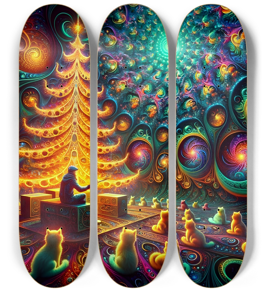 Psychedelic Fractal xmas Theme 8k 0011 3 Deck Wall Series