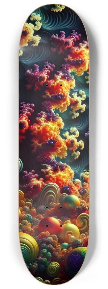 Psychedelic Fractal xmas Theme 8k 0003 #1 8-1/4 Skateboard Deck