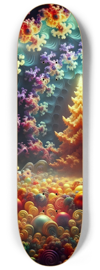 Psychedelic Fractal xmas Theme 8k 0003 #2 8-1/4 Skateboard Deck