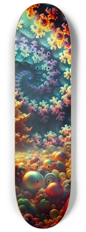 Psychedelic Fractal xmas Theme 8k 0003 #3 8-1/4 Skateboard Deck