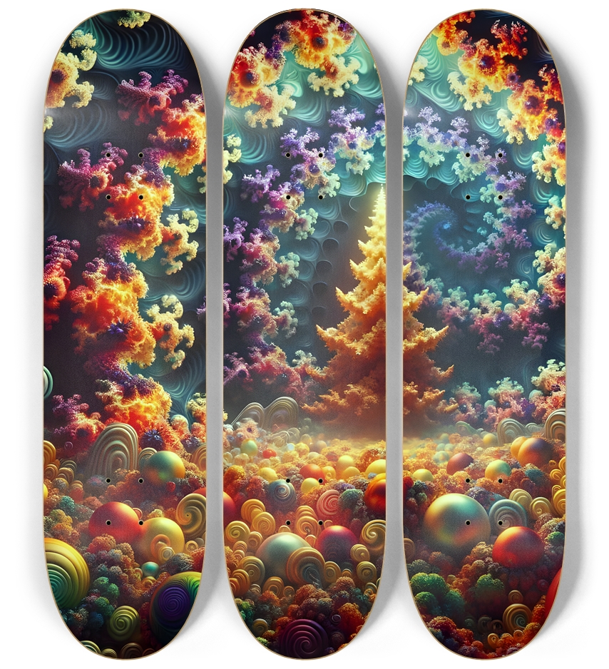 Psychedelic Fractal xmas Theme 8k 0003 3 Deck Wall Series