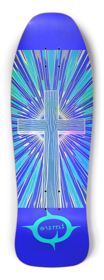 sum1sk8boards holographic cross old school shape skateboard Shredder Shape