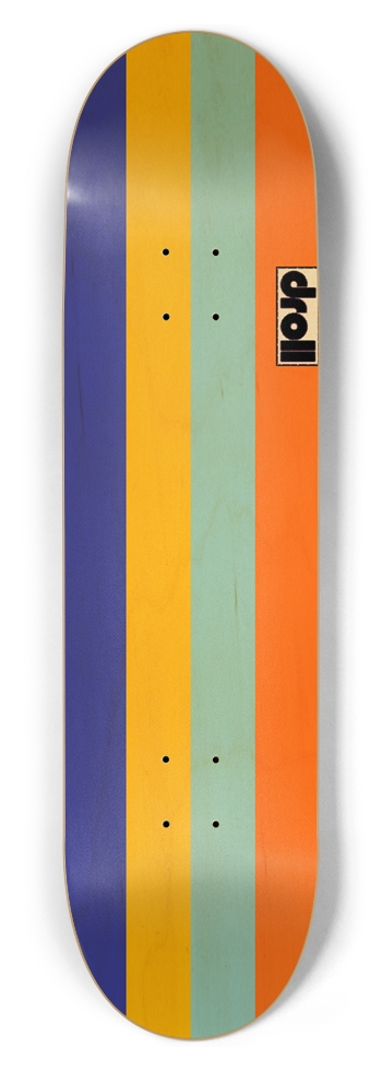 four color stripe royal blue, sunburst yellow, powder blue, orange 8-1/2 Skateboard Deck
