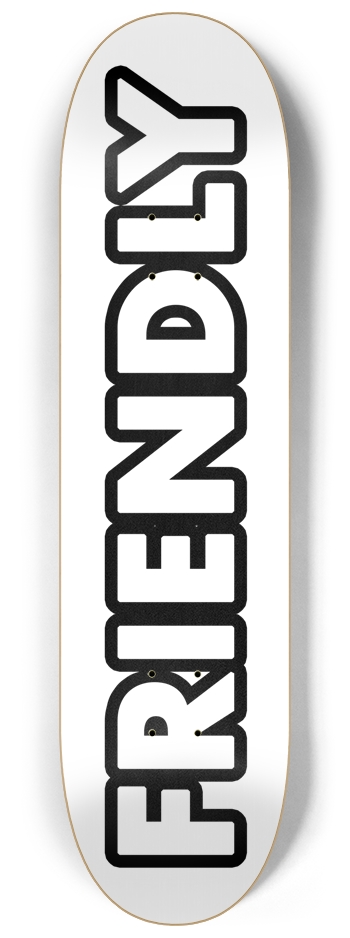 FRIENDLY™ #006 (White) 8-1/4 Skateboard Deck