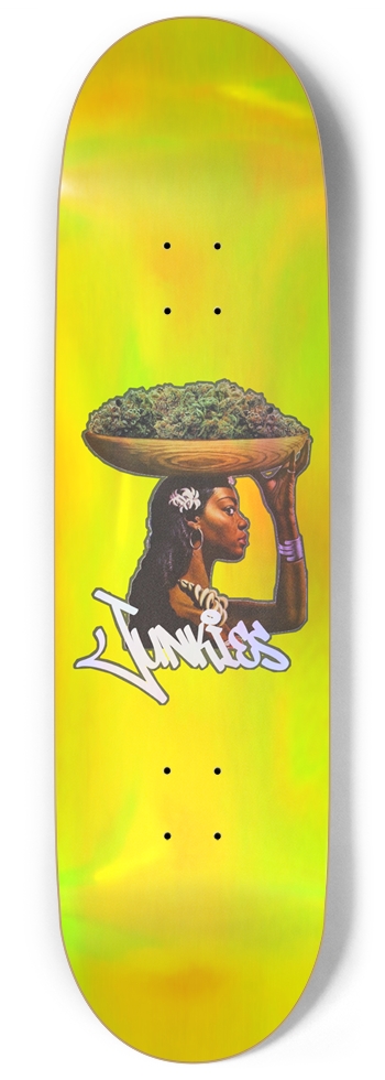 Junkies "ceremony" Graphic, Holographic Yellow 9.0 9 Inch Skateboard