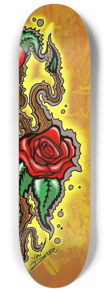 Von Deeter Skull and Roses 3 Part Art #3 8-1/4 Skateboard Deck