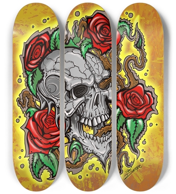 Von Deeter Skull and Roses 3 Part Art 