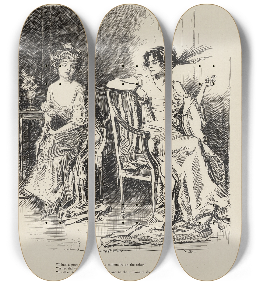 Charles Dana Gibson I Had A Poet On One Side And Millionaire On The Other 3 Deck Wall Series