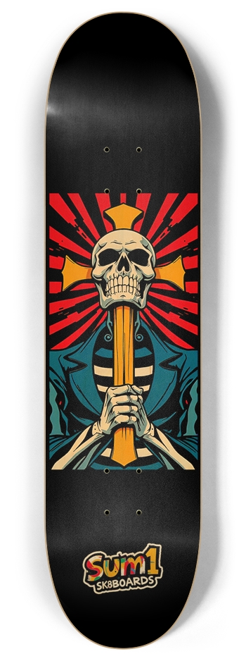 sum1sk8boards skull & cross 8" popsicle skateboard 