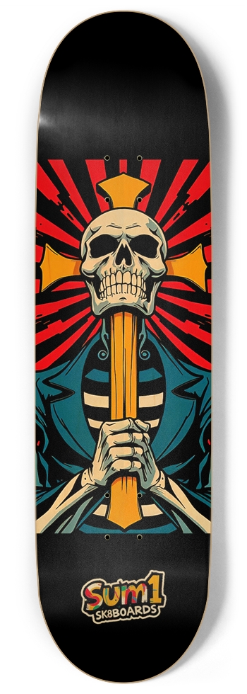 sum1sk8boards skull & cross 9" popsicle skateboard 