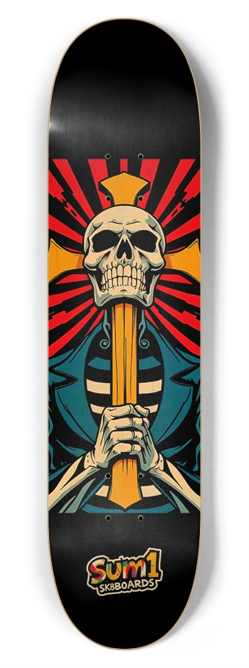 sum1sk8boards skull & cross 7.75 popsicle skateboard 