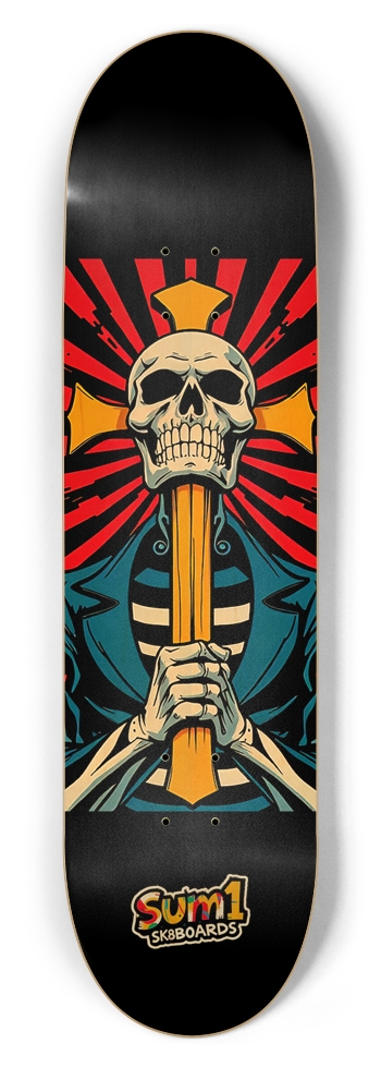 sum1sk8boards skull & cross 8.5 popsicle skateboard 
