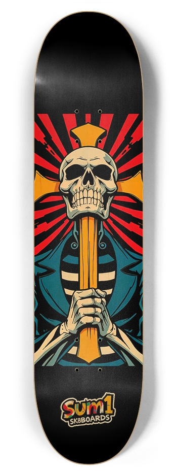 sum1sk8boards skull & cross 7.87 popsicle skateboard 7-7/8 Skateboard Deck
