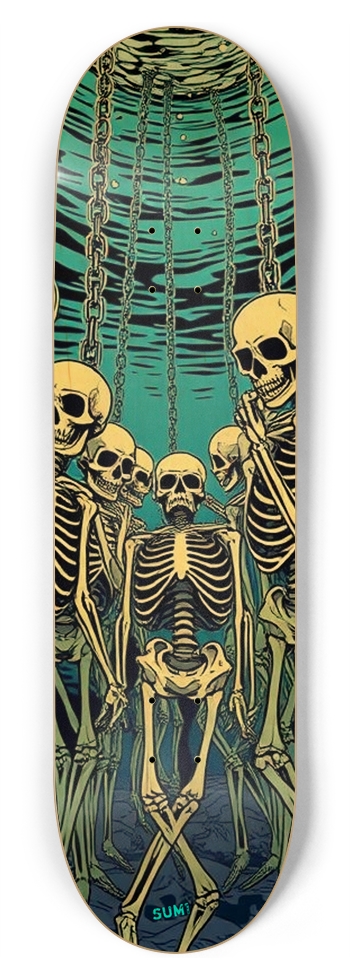 sum1sk8boards chained skeletons 8.75 popsicle skateboard 