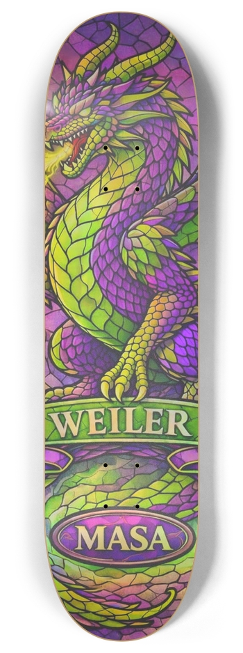 Masa Stained Glass Weiler Dragon 8.0 8 Inch Skateboard Deck